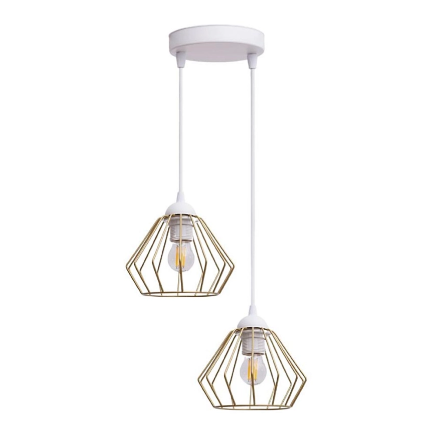 Hanglamp aan een koord CEED GOLD 2xE27/60W/230V diameter 28 cm wit/goud